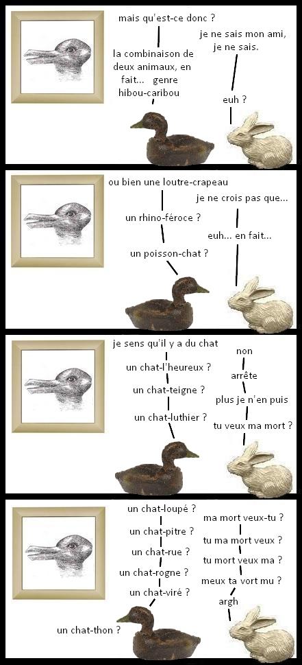 Canard, lapin et chat